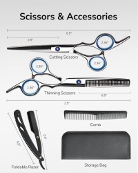 Professional Hair Cutting & Thinning Scissors Kit | Hairdressing Texturizing Razor Edge Scissor Barber Set
